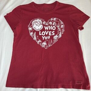 Life is Good Women’s Size Large Crusher Short Sleeve Tshirt Grinch Who Loves You
